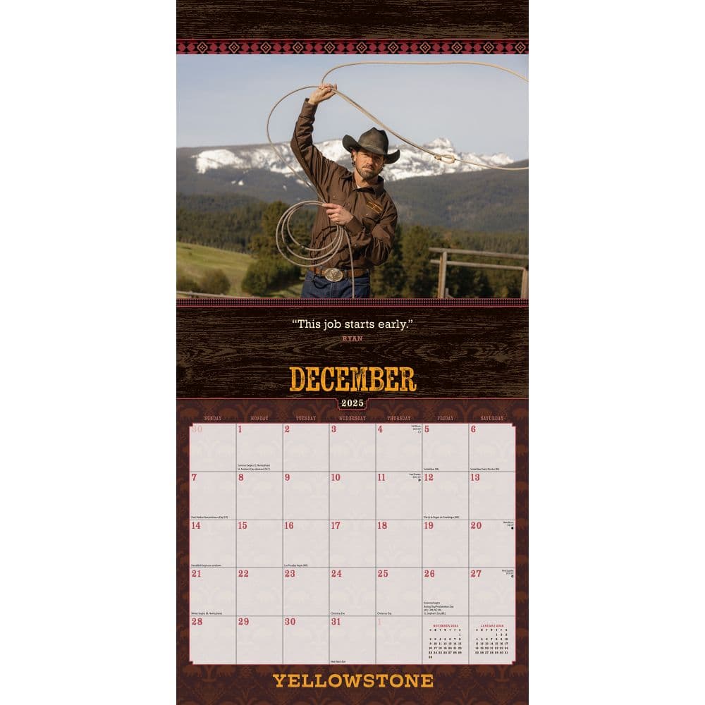 Yellowstone TV 2025 Wall Calendar Fourteenth  Alternate Image