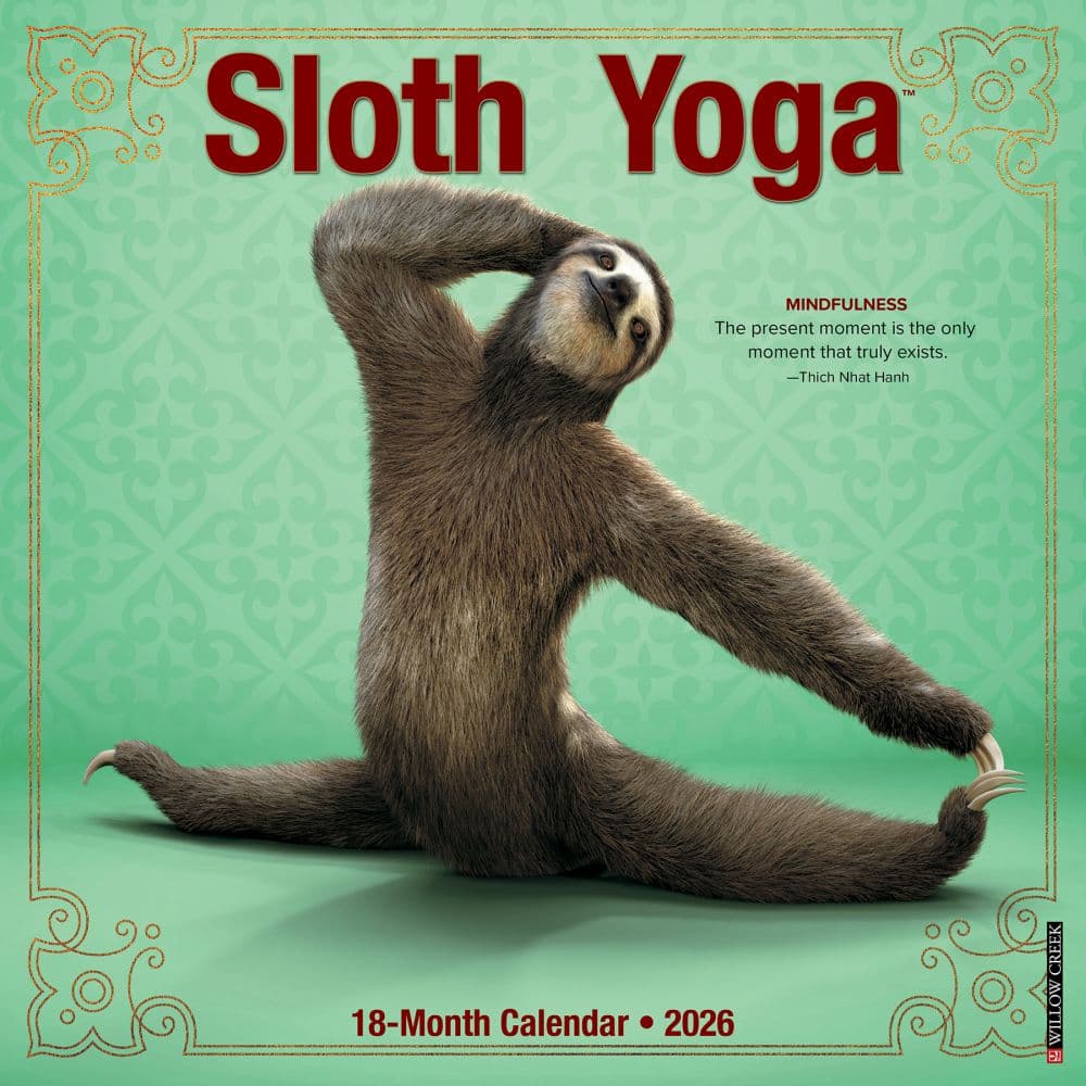 Sloth Yoga 2026 Wall Calendar Main Image