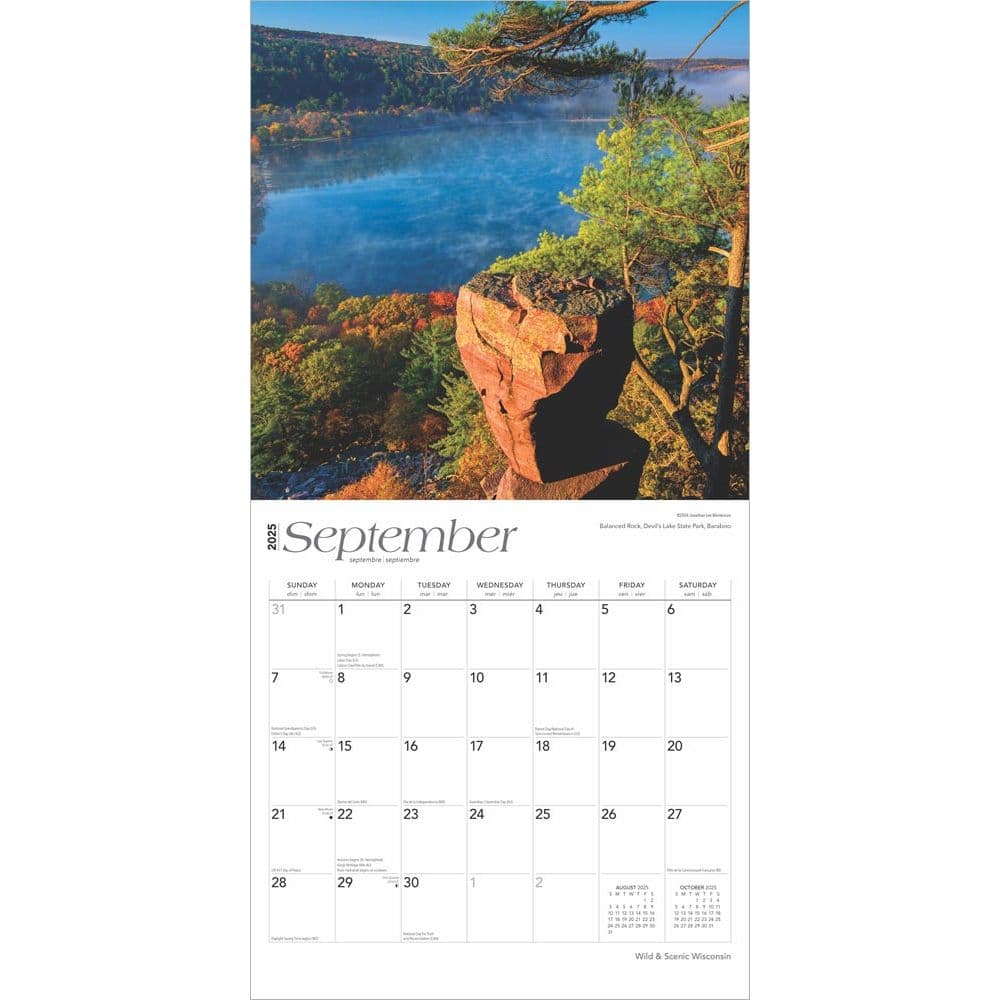 Wisconsin Wild and Scenic 2025 Wall Calendar Interior 1