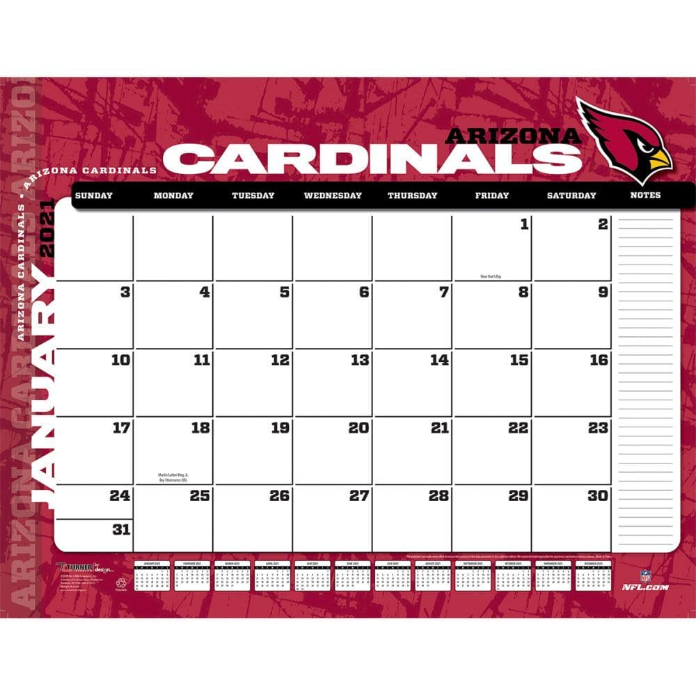 Arizona Cardinals 2021 Desk Pad Calendars