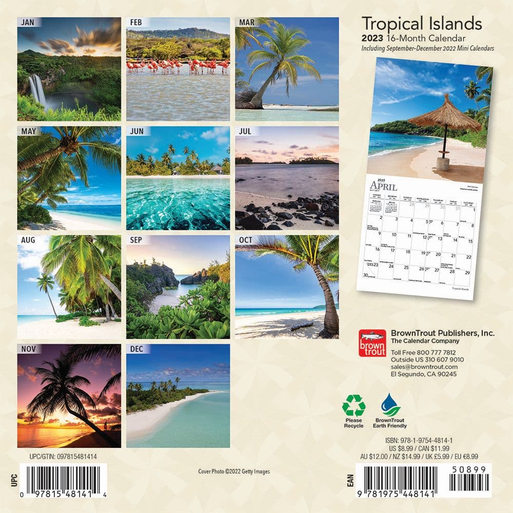 Tropical Islands 2023 Mini Wall Calendar - Calendars.com