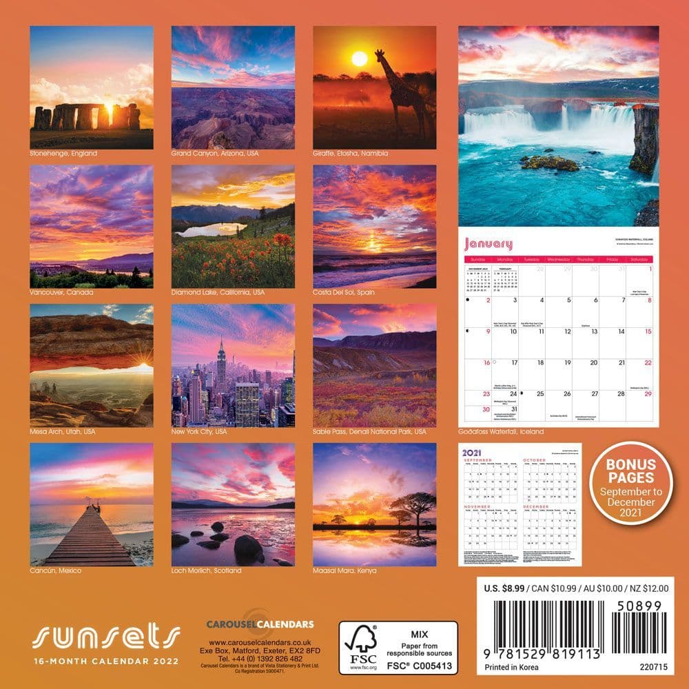 Sunsets 2022 Mini Wall Calendar - Calendars.com