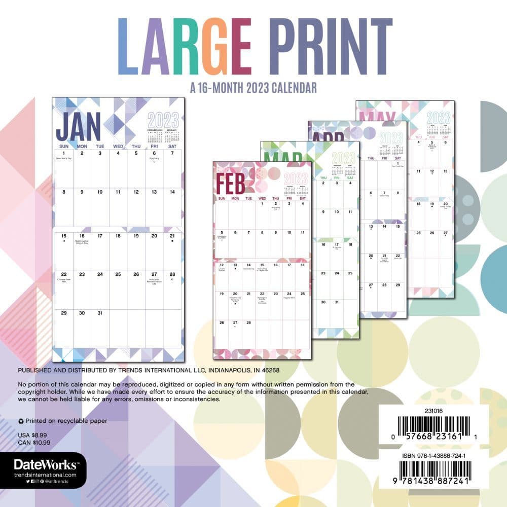 Large Print 2023 Mini Wall Calendar - Calendars.com