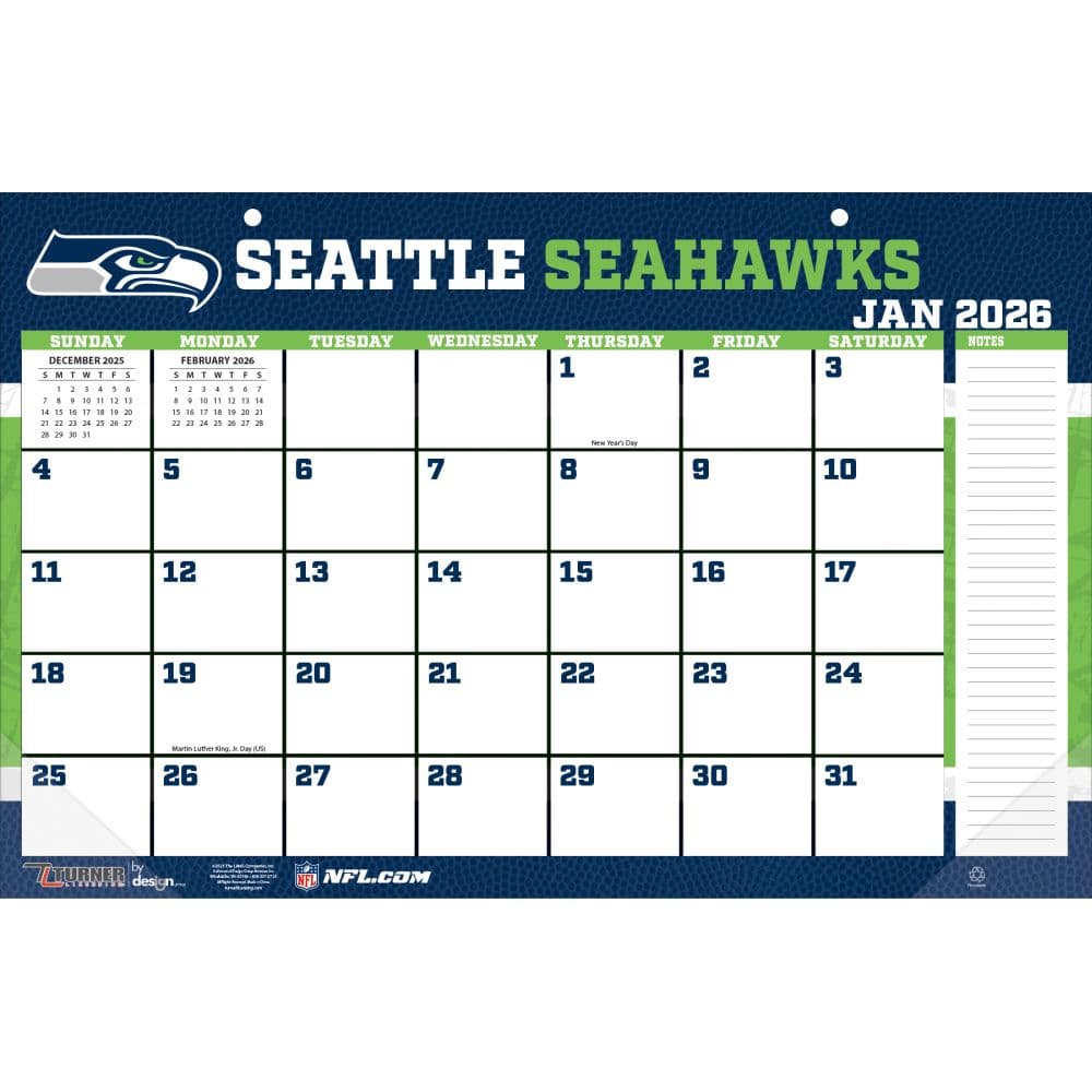 NFL Seattle Seahawks Small 2026 Desk Pad Fourth Alternate Image