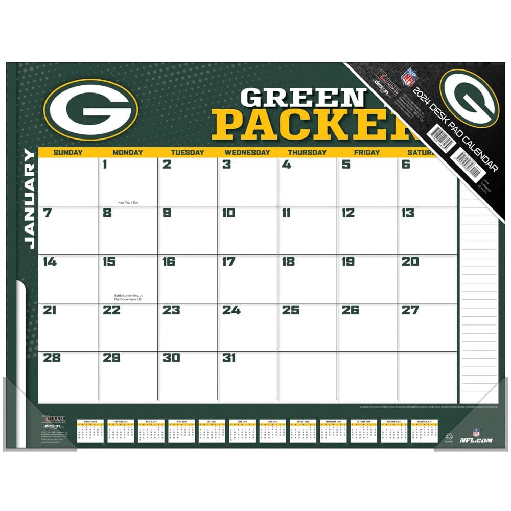 NFL Green Bay Packers 2024 Desk Pad - Calendars.com