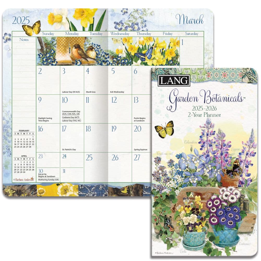 Garden Botanicals 2025 2 Year Pocket Planner by Barbara Anderson