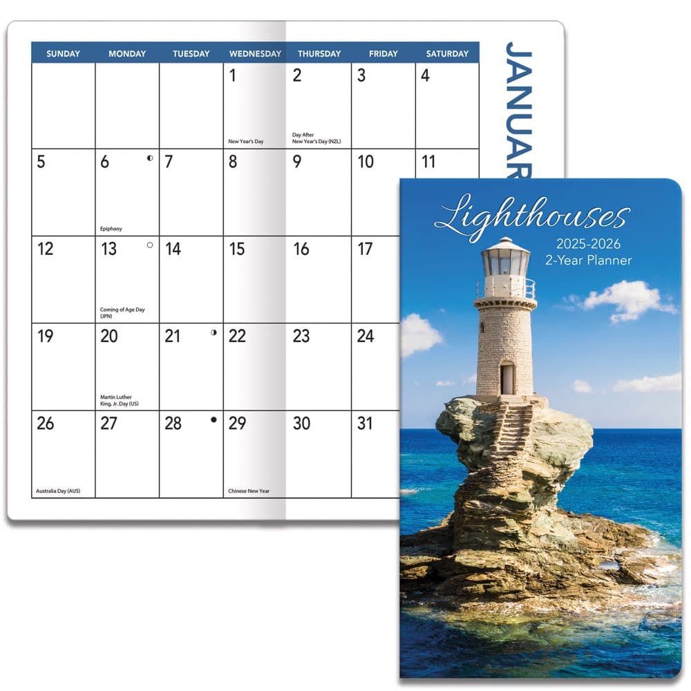 Lightouses 2 Year 2025 Pocket Planner Fourth Alternate Image width="1000" height="1000"