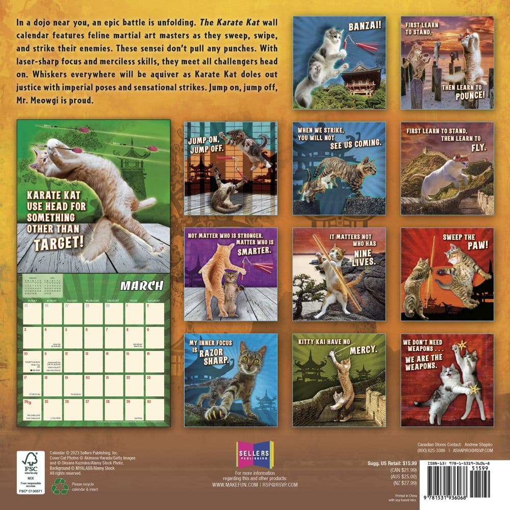 Karate Kat 2024 Wall Calendar