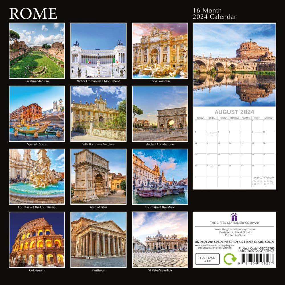 Rome 2024 Wall Calendar