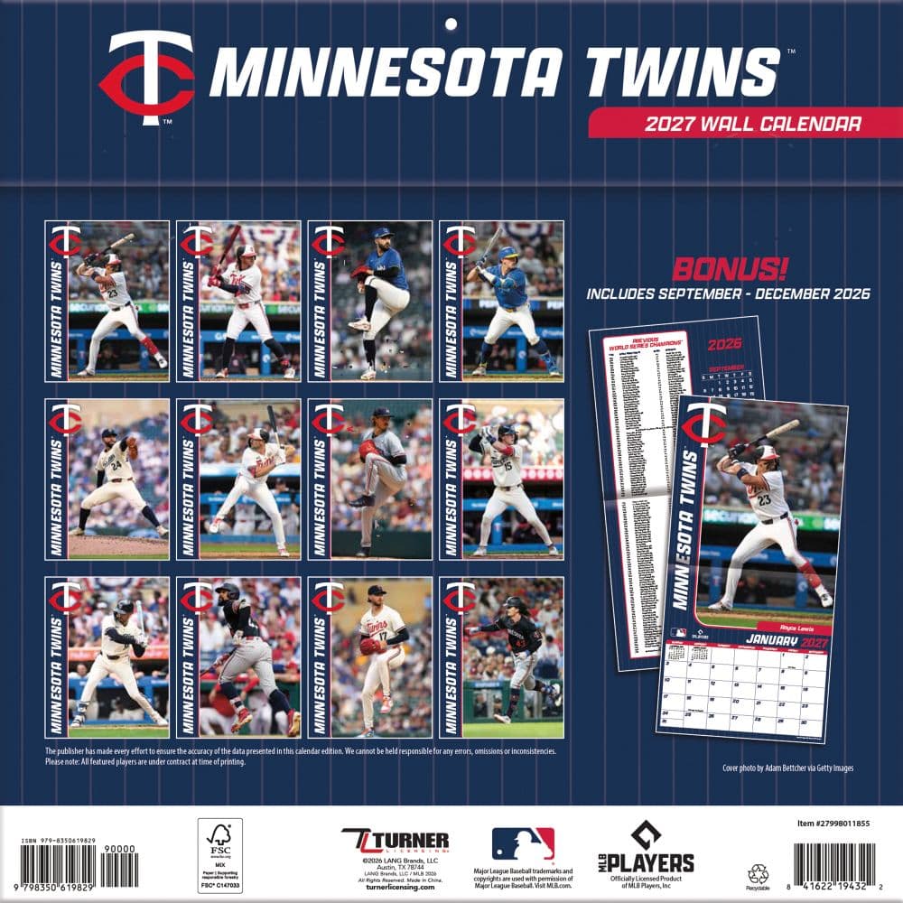 MLB Minnesota Twins 2027 Wall Calendar First Alternate Image