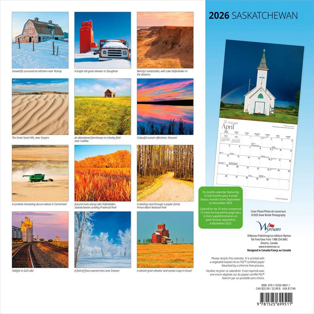 Saskatchewan 2026 Wall Calendar First Alternate Image