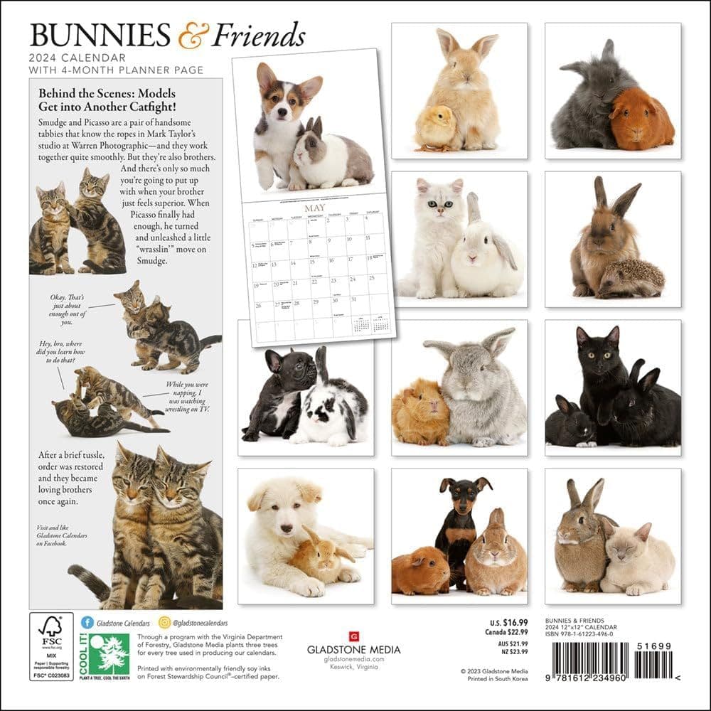 Bunnies and Friends 2024 Wall Calendar First Alternate Image width=&quot;1000&quot; height=&quot;1000&quot;