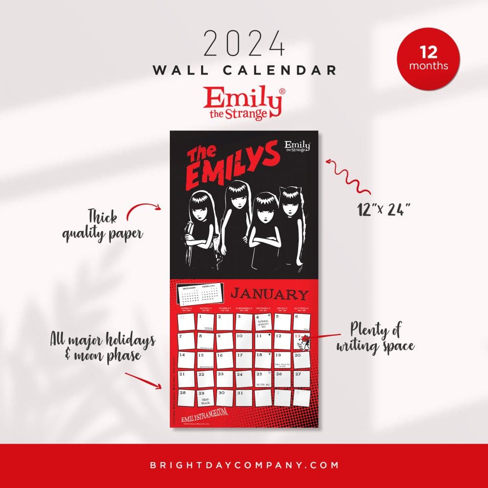 Emily The Strange 2024 Wall Calendar