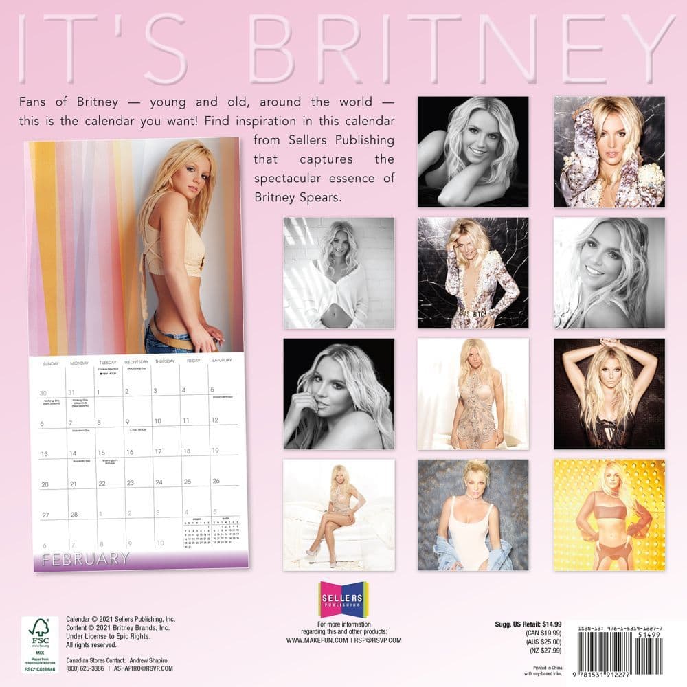 Britney Spears 2022 Wall Calendar - Calendars.com