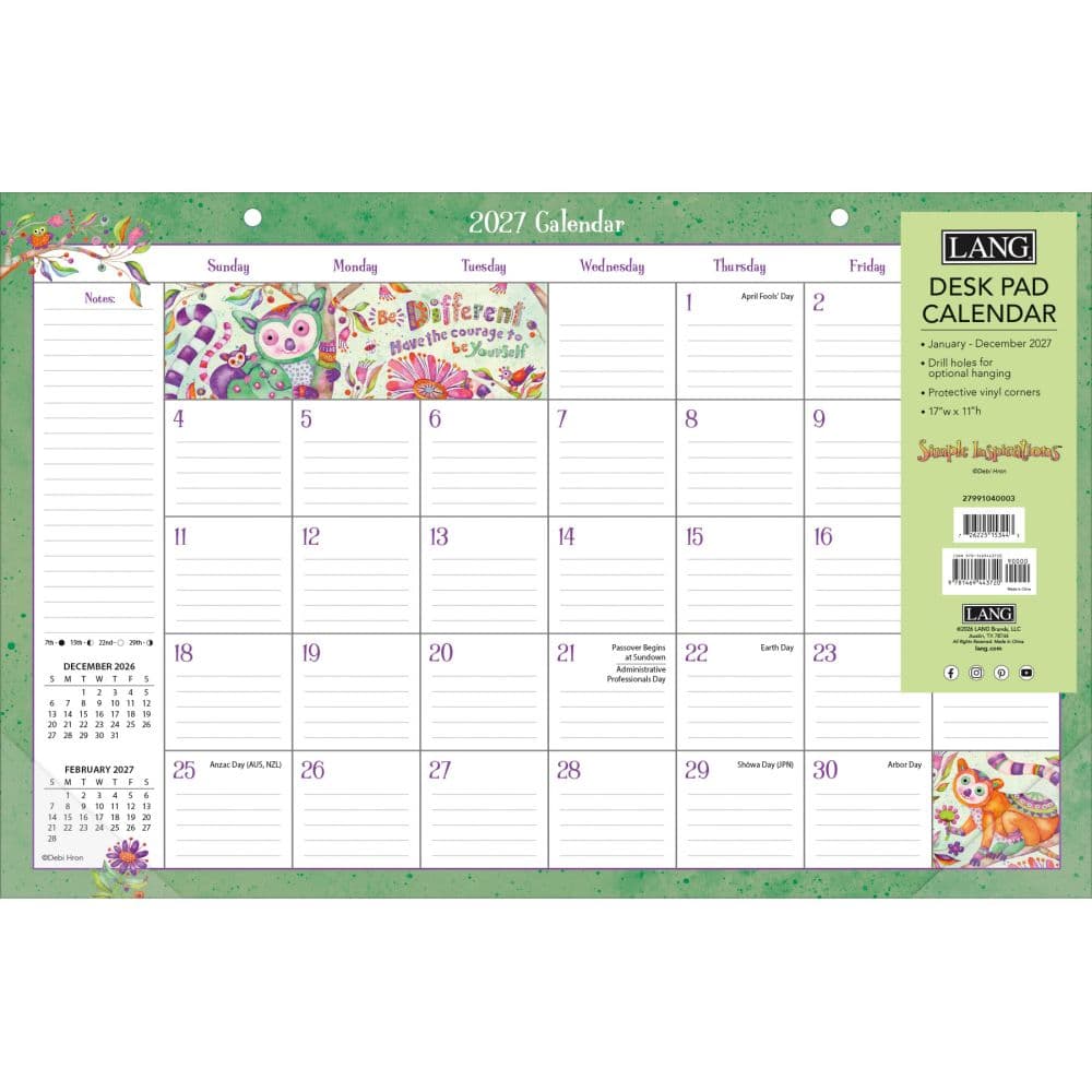 Simple Inspirations 2027 Desk Pad by Debi Hron