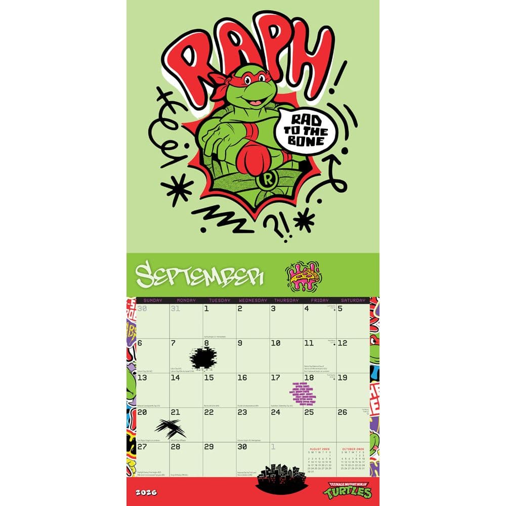 TMNT Classic 2026 Wall Calendar Third Alternate Image
