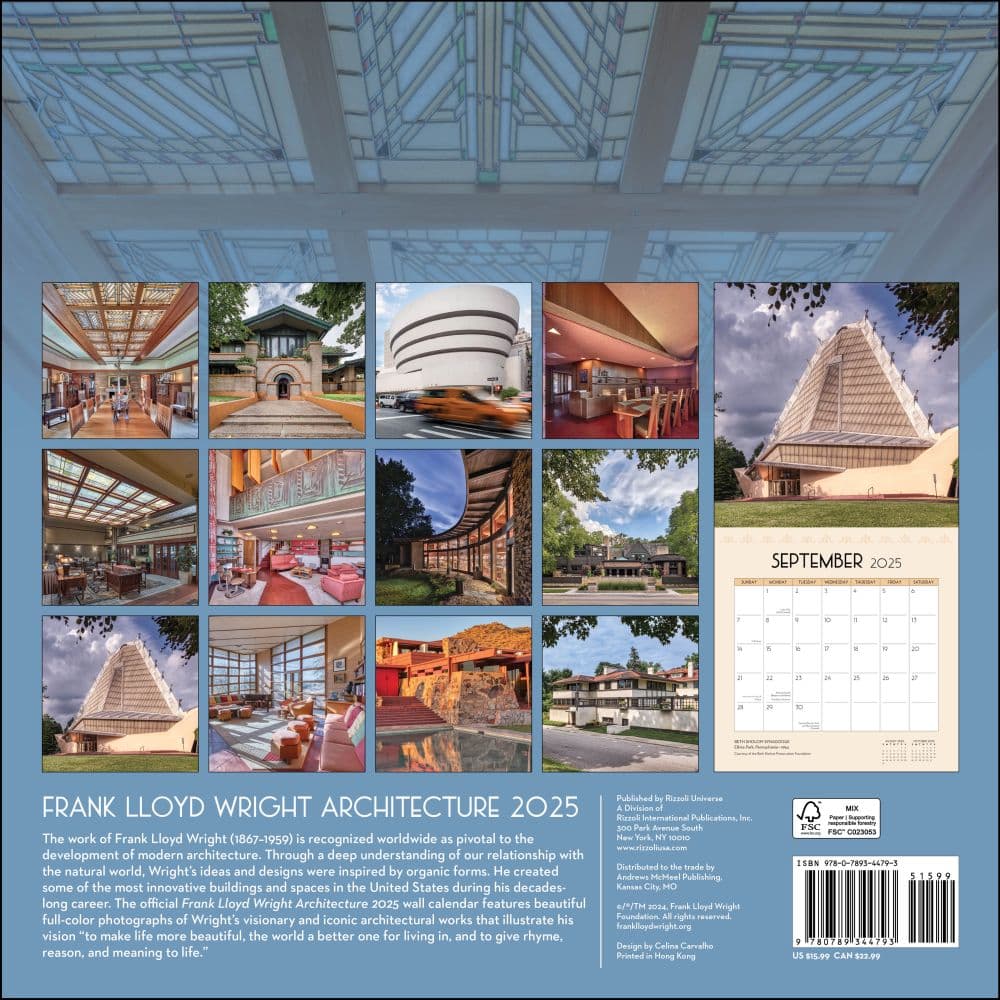 Frank Lloyd Wright Architecture 2025 Wall Calendar First Alternate Image width=&quot;1000&quot; height=&quot;1000&quot;