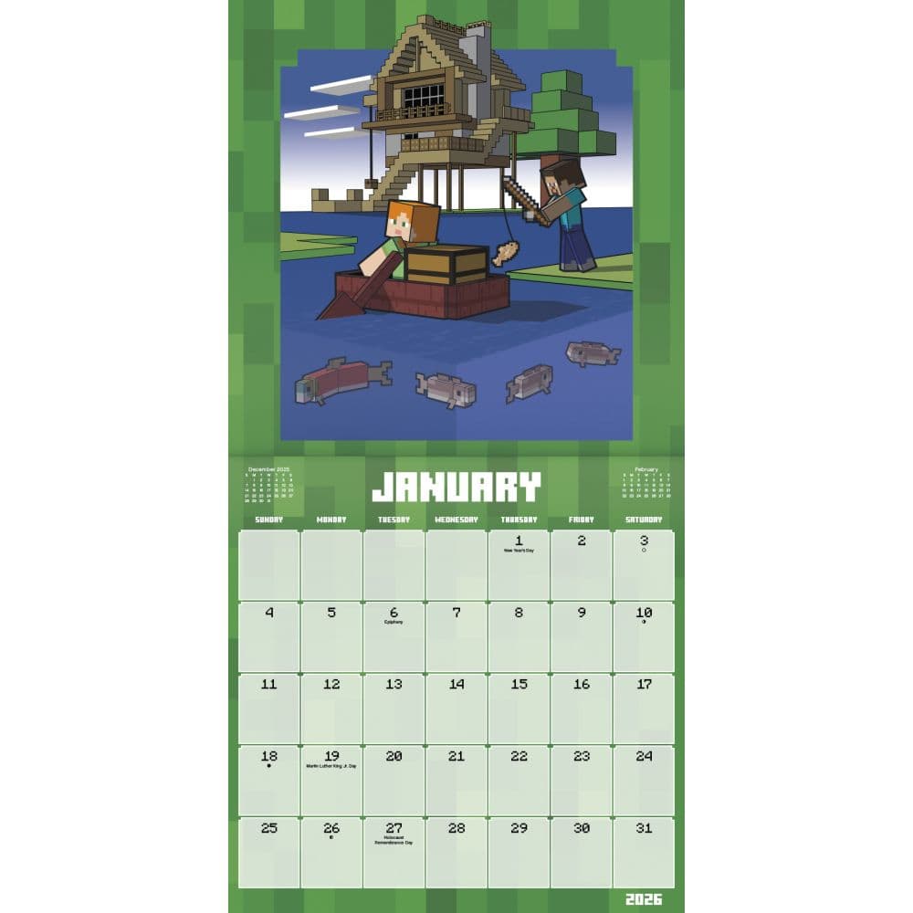 Minecraft 2026 Mini Wall Calendar Second Alternate Image