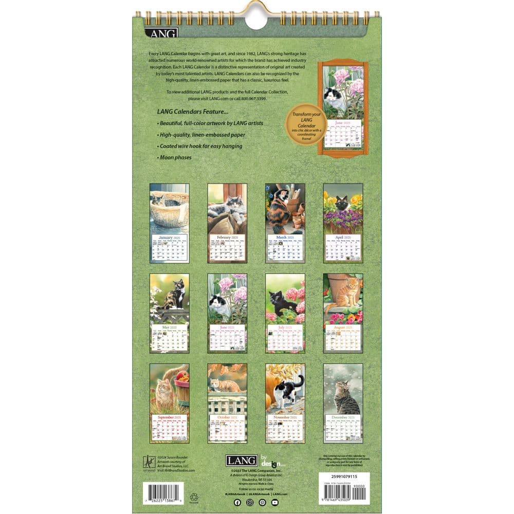 Cats in the Country 2025 Vertical Wall Calendar by Susan Bourdet_ALT1