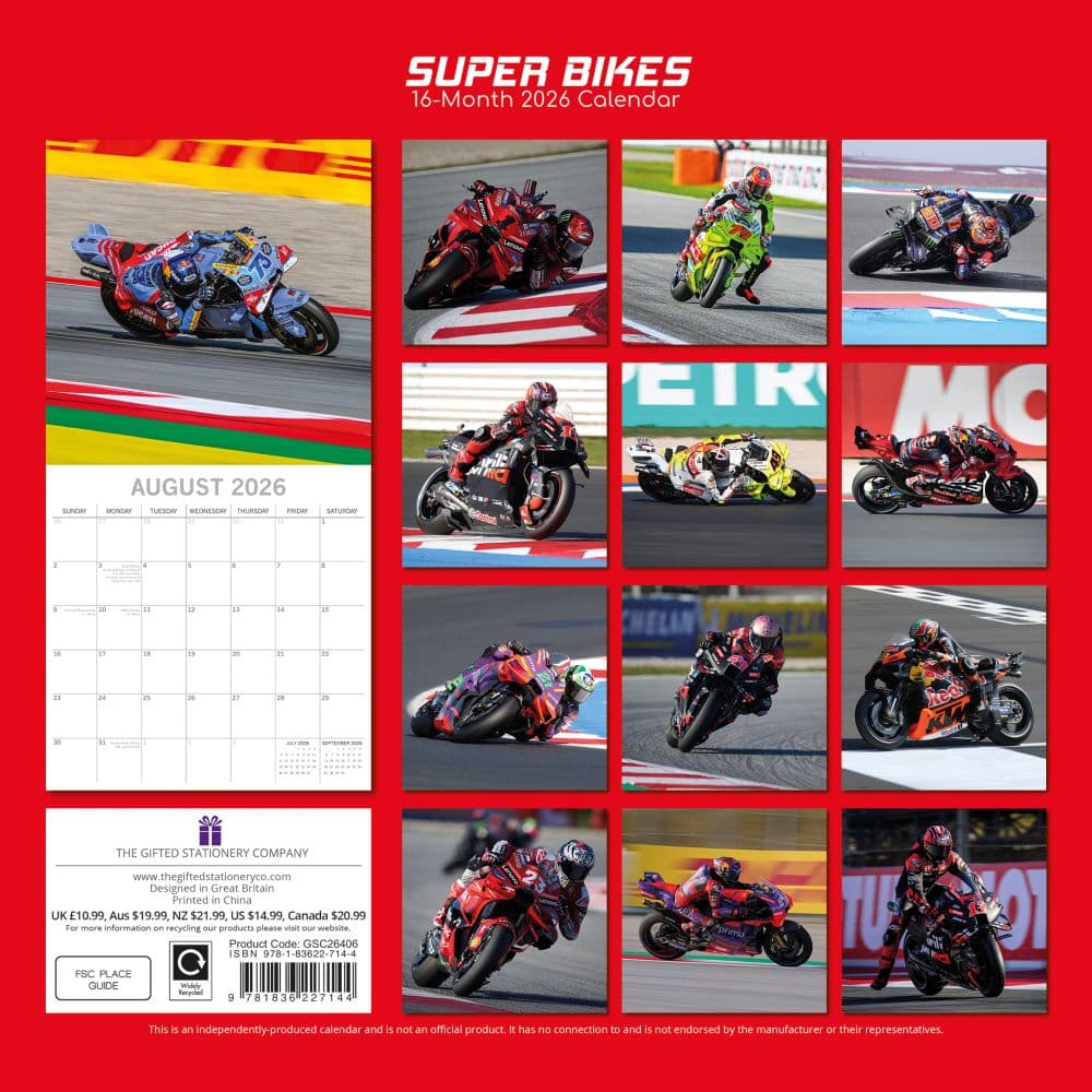 Super Bikes 2026 Wall Calendar First Alternate Image