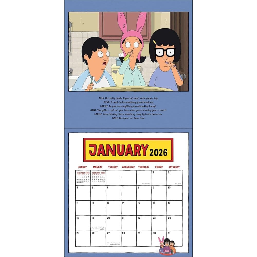 Bobs Burgers 2026 Wall Calendar Second Alternate Image