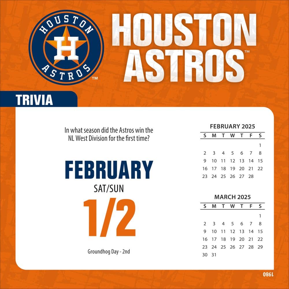 MLB Houston Astros 2025 Desk Calendar Seconds Alternate Image