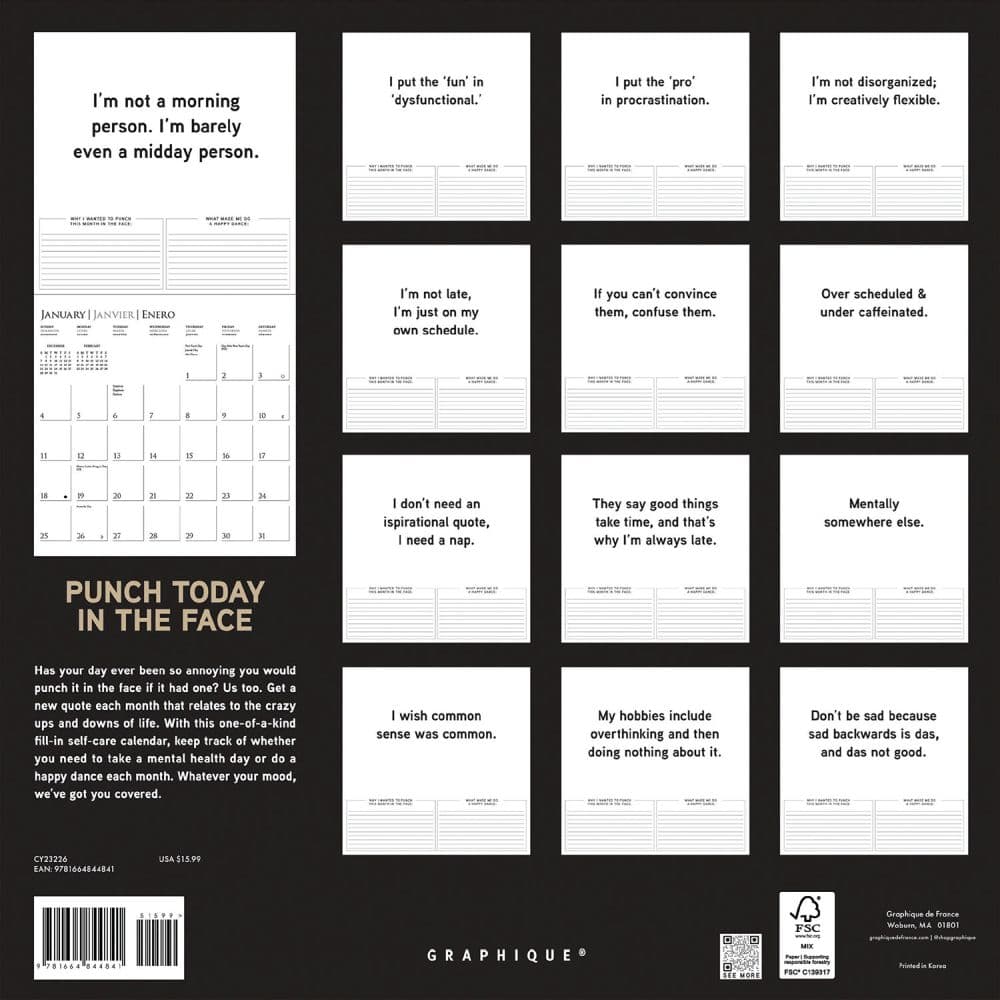 Punch Today in the Face 2026 Wall Calendar First Alternate Image