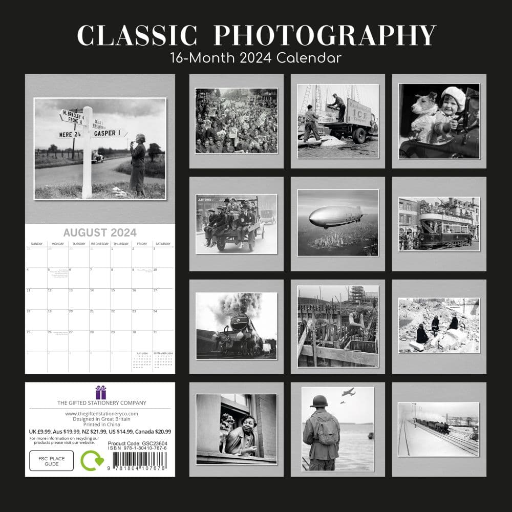 Photography Classic 2024 Wall Calendar back