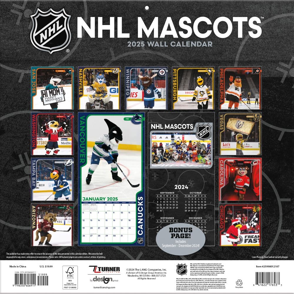 NHL Mascots 2025 Wall Calendar Third Alternate Image width=&quot;1000&quot; height=&quot;1000&quot;