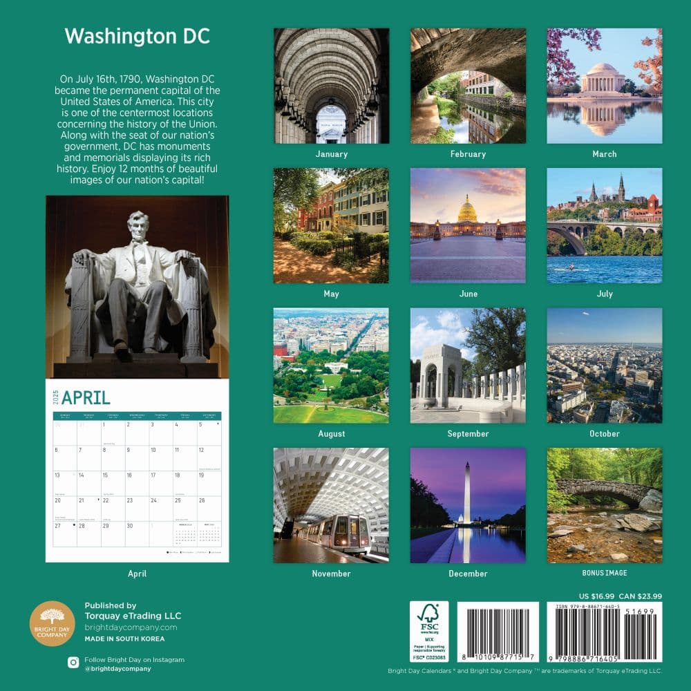 Washington DC 2025 Wall Calendar First Alternate Image width="1000" height="1000"