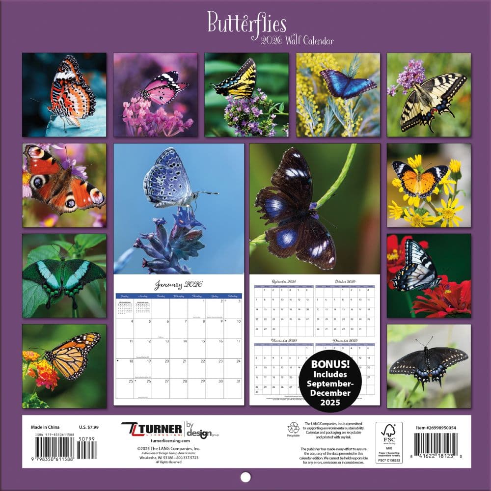 Butterflies 2026 Mini Wall Calendar_ALT3