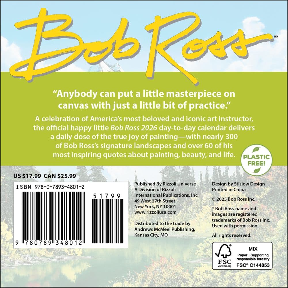 Bob Ross 2026 Desk Calendar First Alternate Image