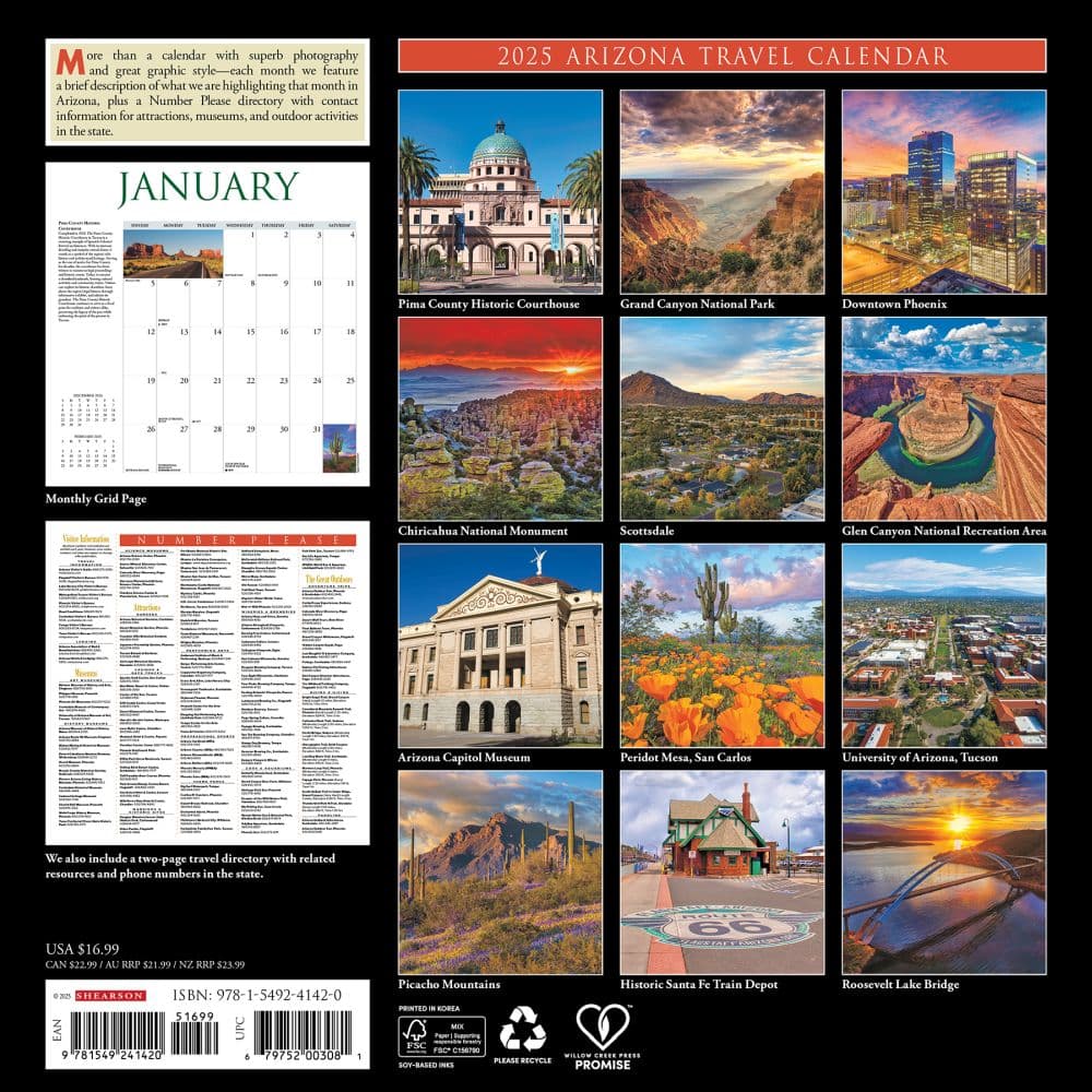 Arizona Travel and Events 2025 Wall Calendar First Alternate Image width="1000" height="1000"