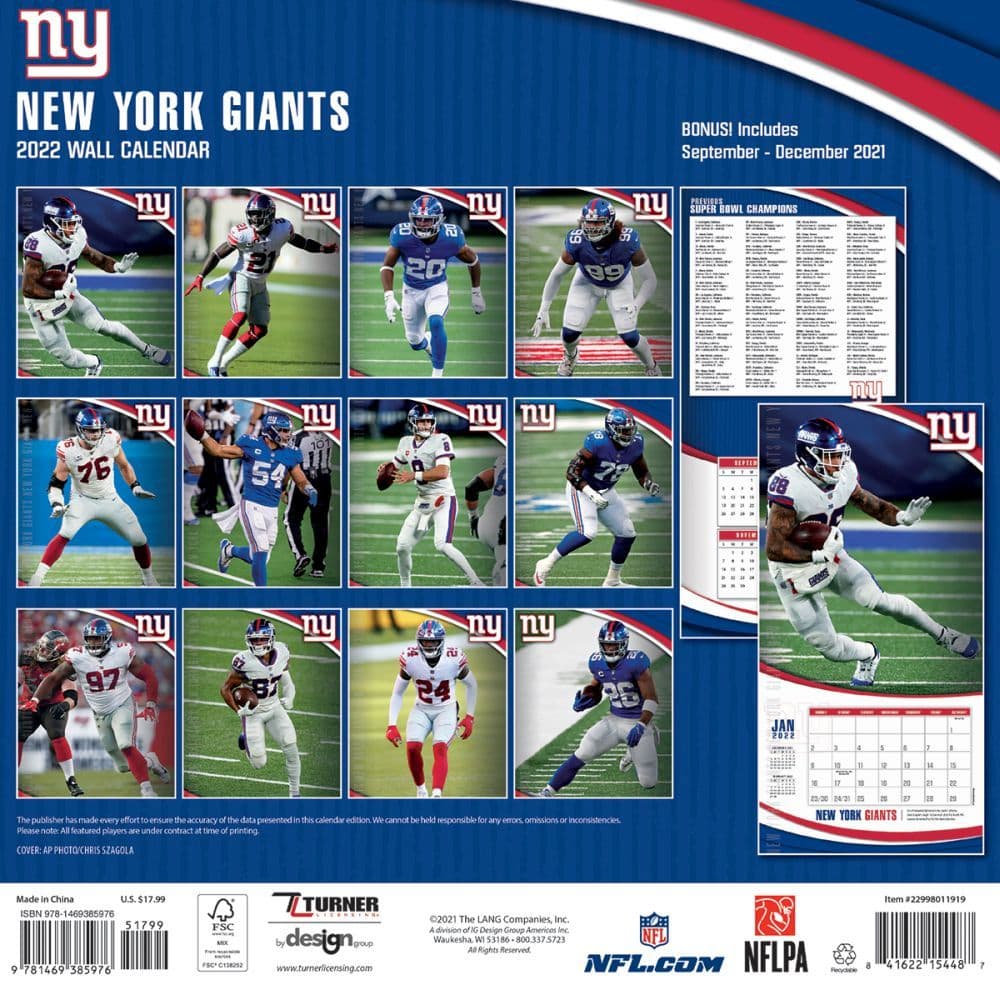 Giants Calendar Customize and Print