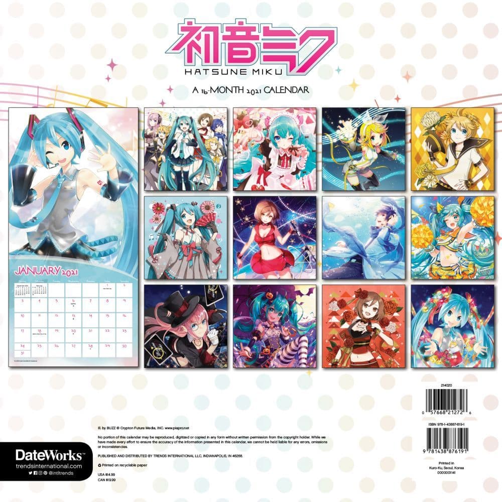 Hatsune Miku Wall Calendar