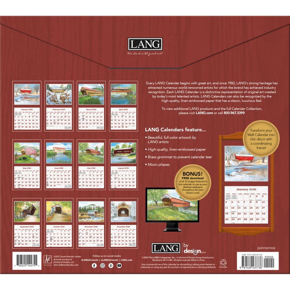 Covered Bridge 2026 Wall Calendar by Susan Knowles Jordan_ALT2