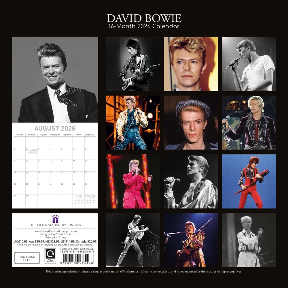 David Bowie 2026 Wall Calendar First Alternate Image