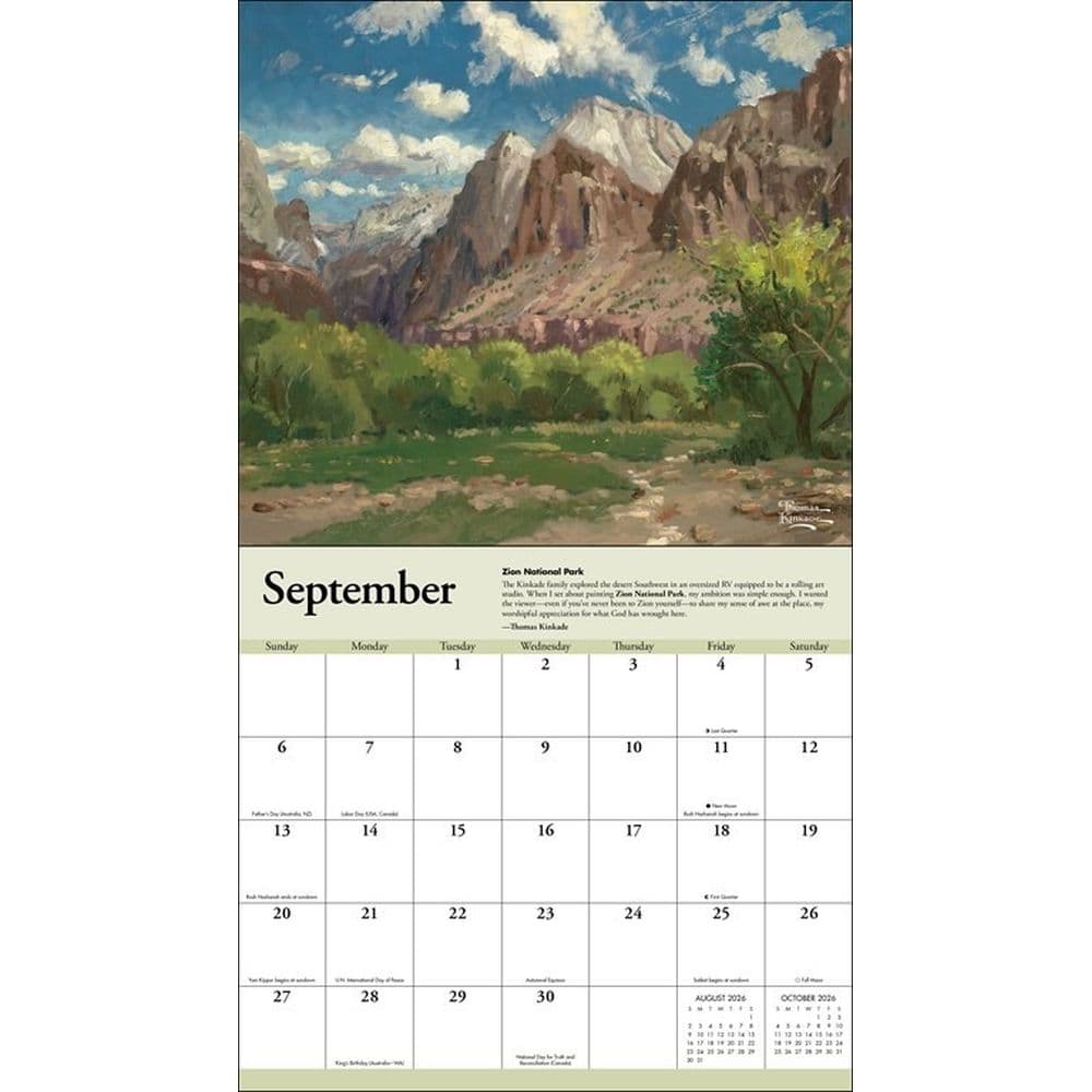 Thomas Kinkade Travels Deluxe 2026 Wall Calendar Second Alternate Image