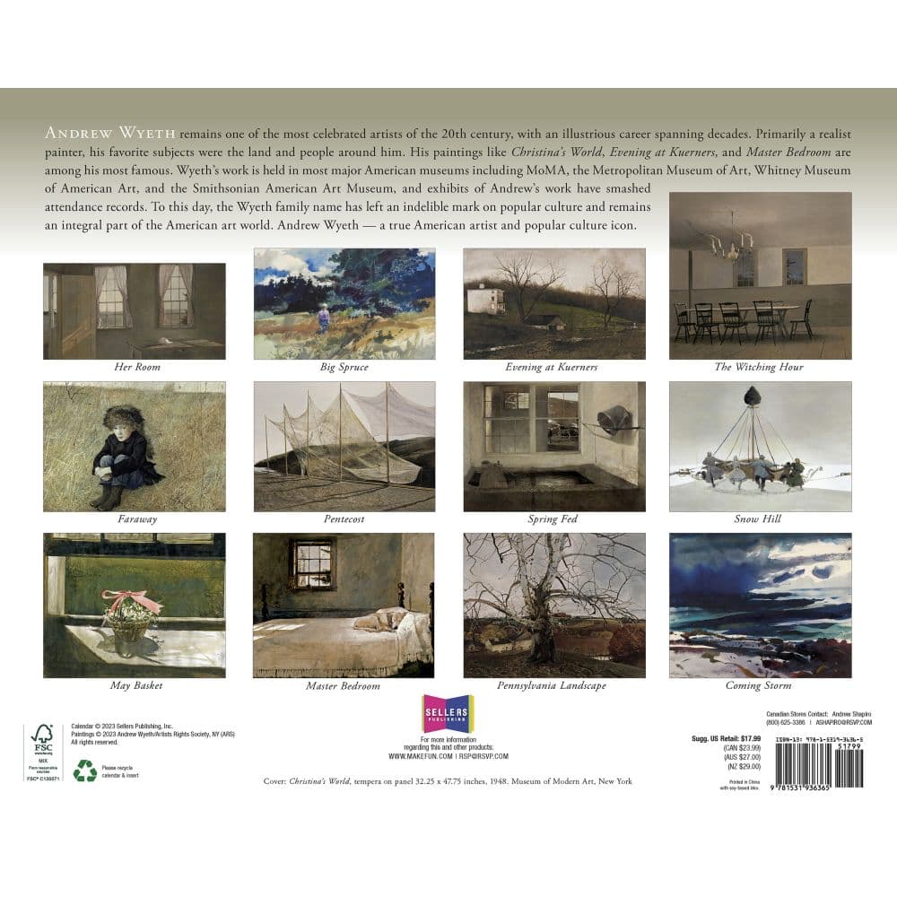 Art Of Andrew Wyeth 2025 Wall Calendar