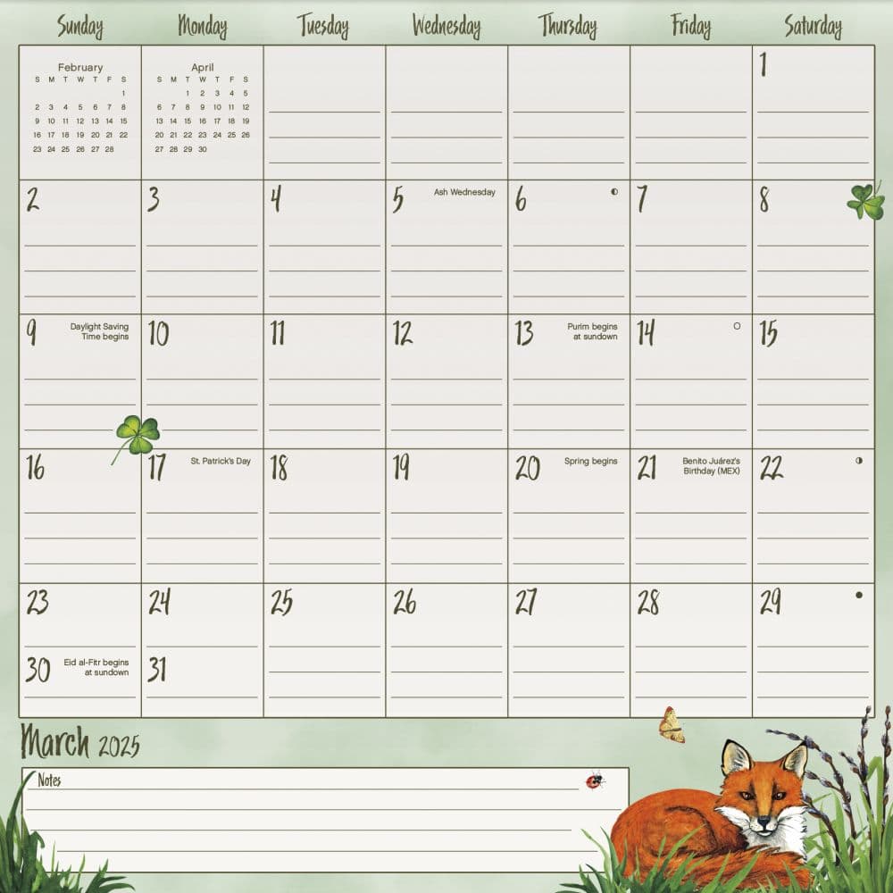 Animals Family 2025 Magnetic Wall Calendar Alt2