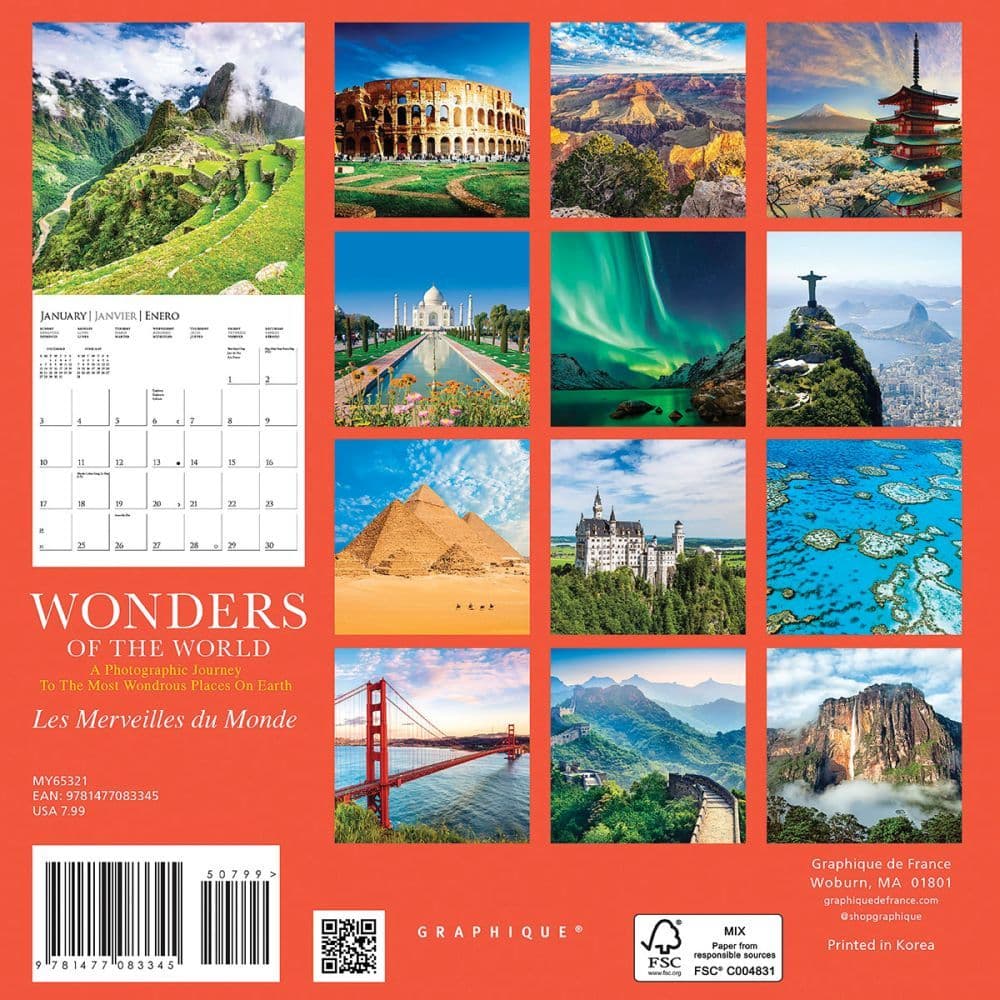 Wonders of the World Mini Wall Calendar