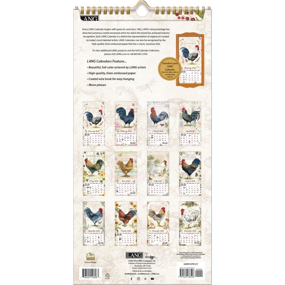 Proud Rooster 2026 Vertical Wall Calendar_ALT2