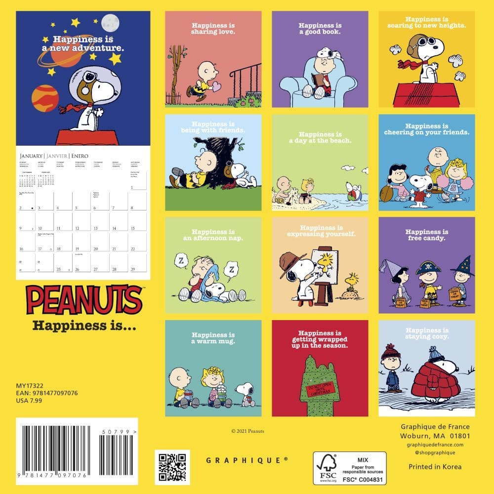 PEANUTS 7x7 inches - NEW Snoopy dog cute small wall Calendar 2022 