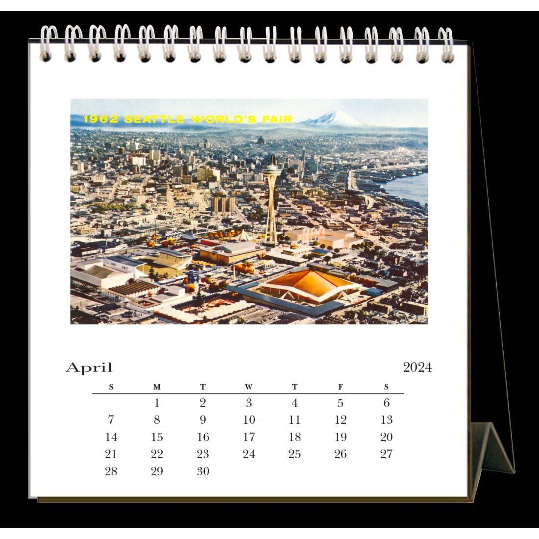 Seattle Nostalgic 2025 Easel Desk Calendar