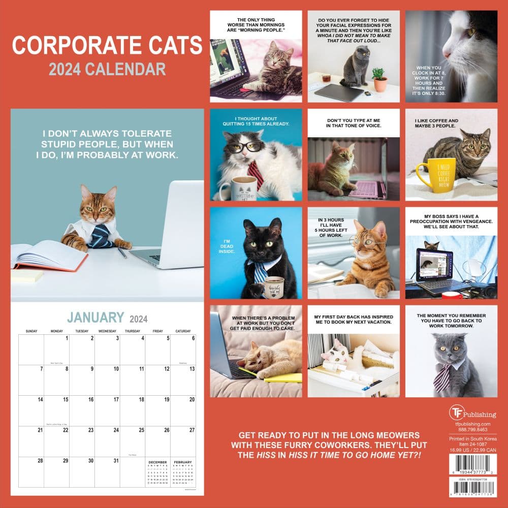 Corporate Cats 2024 Wall Calendar First Alternate Image width="1000" height="1000"
