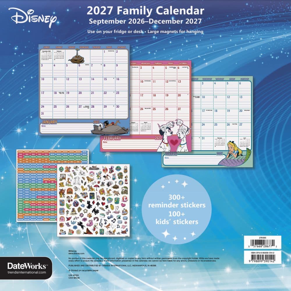 Disney Classic 2027 Magnetic Calendar Fourth Alternate Image