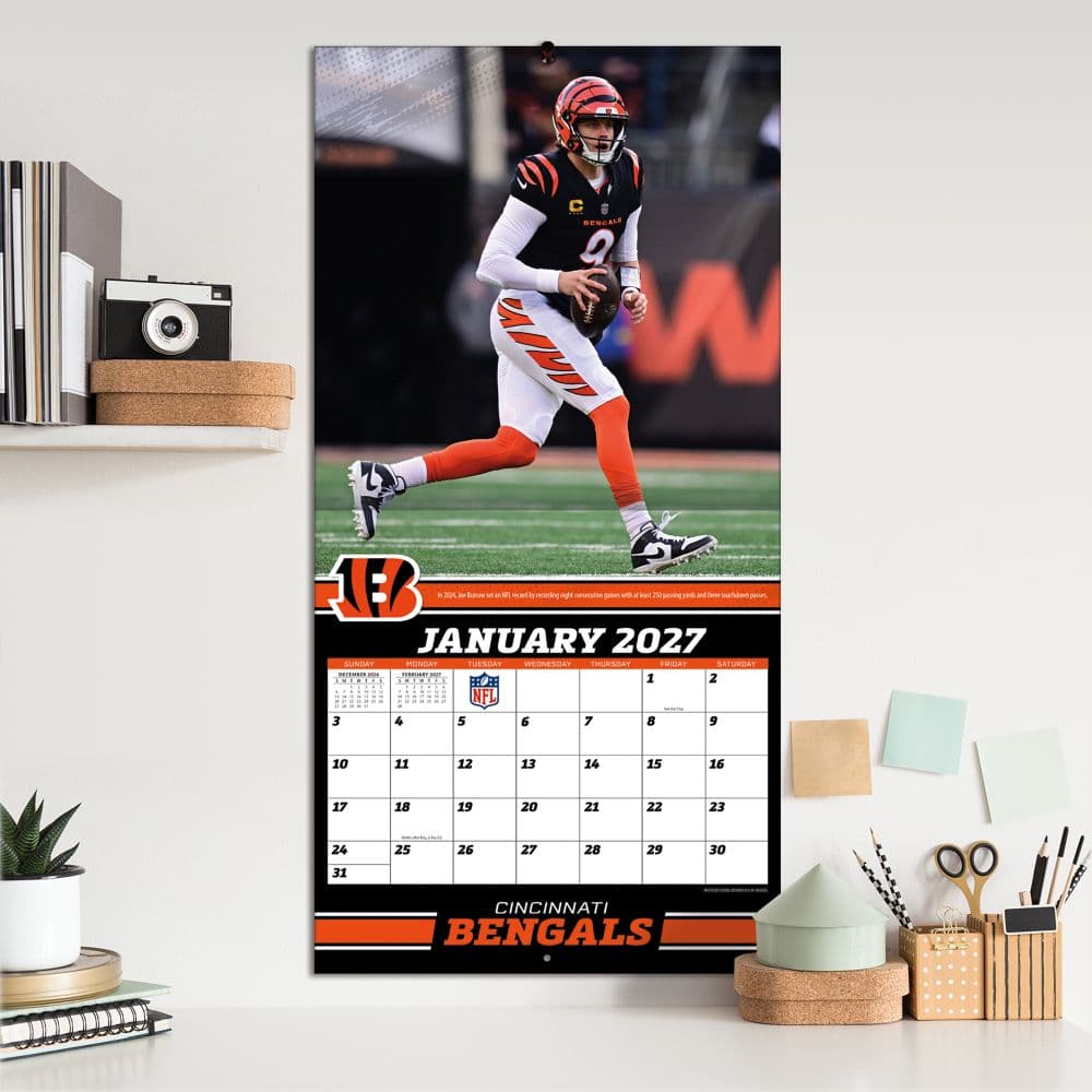 NFL Cincinnati Bengals Joe Burrows 2027 Wall Calendar Fifth Alternate Image