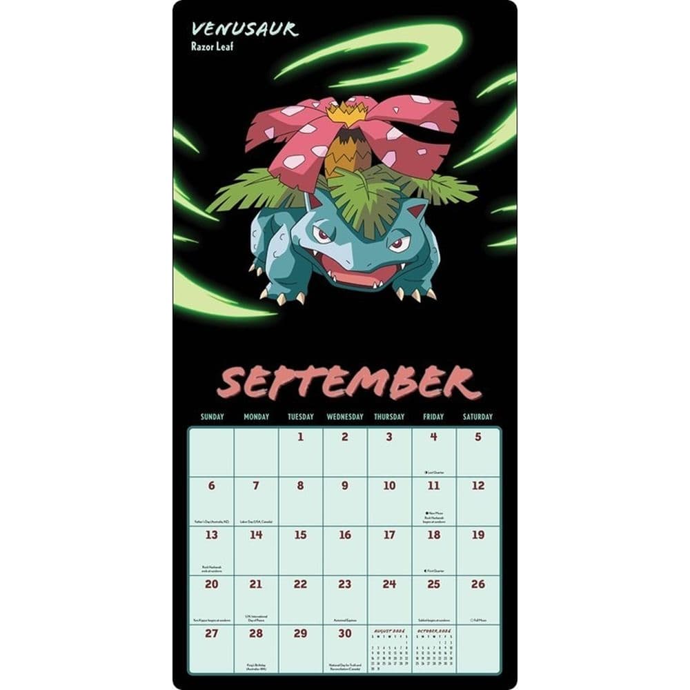 Pokemon Moves 2026 Wall Calendar Fourth Alternate Image