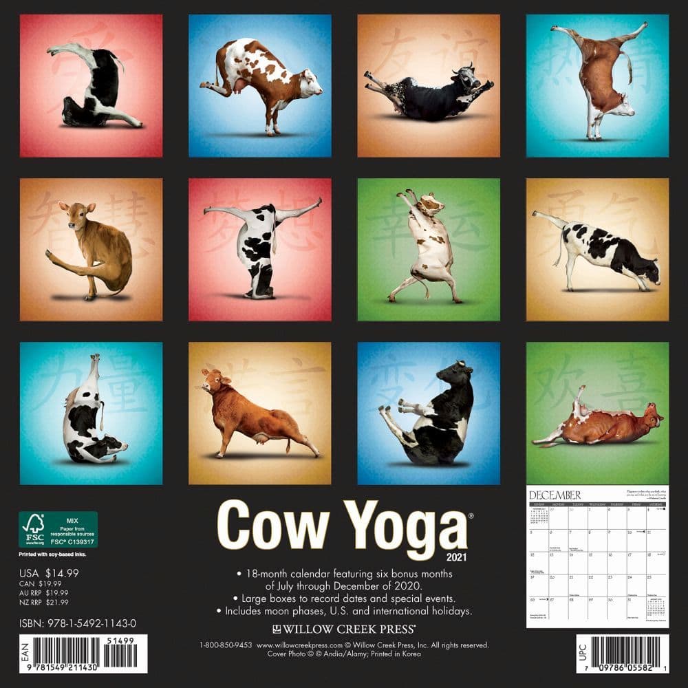 Cow Yoga Wall Calendar