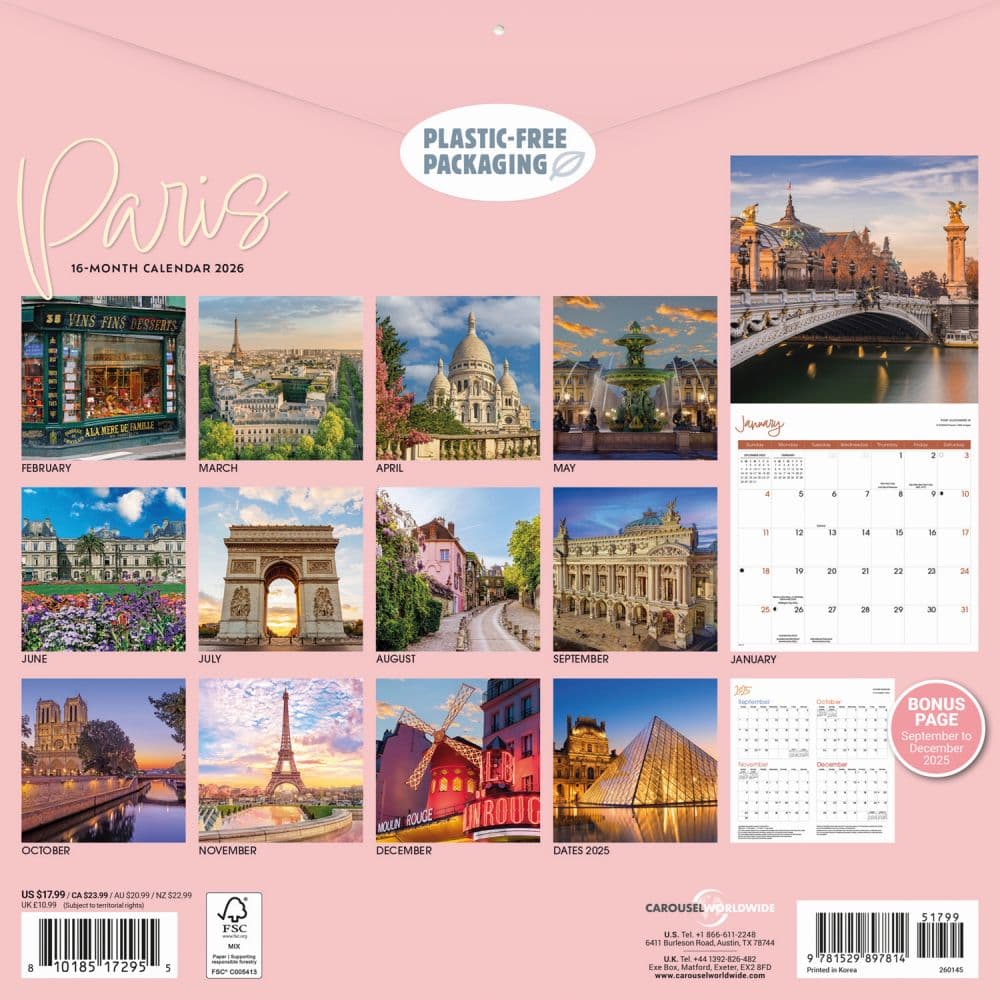 Paris 2026 Wall Calendar First Alternate Image